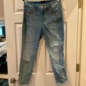 WHBM High-Rise Everyday Stretch Embellished Skinny Jeans Size 10 Petite